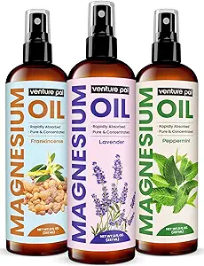 Venture Pal 100% Pure Magnesium Oil Spray met Lavendel, Snelle Absorptie, Minder Sting, Ultra-Soothing voor Slaap & Spierontspanning, Zeven (Big 8 oz) Mineralen