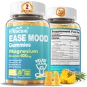 Suikervrij Magnesium Glycineer Gummies 400mg met Ashwagandha, B1, B3, Rhodiola Rosea & Saffron voor ondersteuning rust, Mood & Calm Magnesium Gummies voor volwassenen, Kauwbare Magnesium Supplement, Vegan, 120Ct