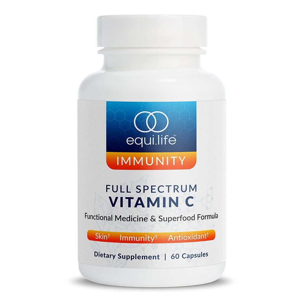 Equilife Full Spectrum Vitamine C Supplement met quercetine, Hibiscus en Rutin, Plant Based Antioxidant Formula, Glutenvrij, Soja en Zuivelvrij, Niet GGO, Gemakkelijk te gebruiken, 60 Capsules