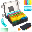 Maandelijkse pil Organizer 2 keer per dag met 31 dagen vochtdichte doos, Wekelijkse pil zak, pil Cutter, Plastic Opening Kies voor gemakkelijk gebruik, grote capaciteit voor handige medicatie management(zwart)