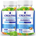 Creatine Monohydraat Gummies 5000mg Creatine voor vrouwen & mannen 2 Packs, Creatine Monohydraat Kauw voor Boost Focus, Spierkracht, 5g Creatine Monohydraat per Serving, Suikervrij, Veganistisch