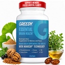Nootropic Brain Supplementen voor Geheugen en Focus De hersenen Health Supplementen voor Volwassenen met NanoCap® Technologie, Fosfatidylserine, Bacopa, Ginkgo Biloba, Omega 3, B6 B12, 60 Softgels van Greedy®