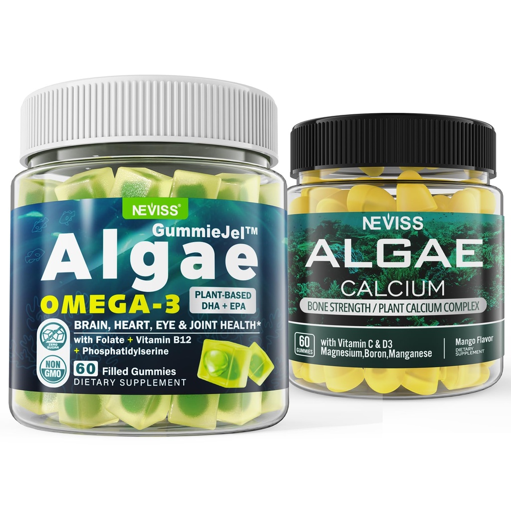 Algen Omega 3 Gummies + Marine Algen Calcium Gummies Bundle