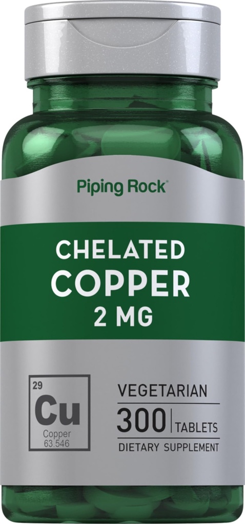 Piping Rock Chelated Copper 2 mg Supplement 