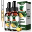 (2 Pack) Magnesium Glycinate Supplement, vloeibaar Magnesium Glycinate Liquid Drops 500mg-Support Stress Relief, Relaxation, Mood, Slaap, Bot & Muscle-4 Fl Oz, Veganistan, Ananas smaak