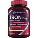 Recepten van de arts IJzersupplement 65 mg met vitamine C - Gemaximaliseerde Absorptie & Maagvriendelijk ijzer pillen voor rode bloedcellen vorming, hart, hersenen en immuniteit gezondheid - Vegan Non-GMO 30 ijzertabletten