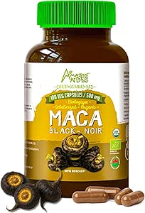 Zwarte Maca Root Capsules l Biologische Vegan Pillen l 1500mg per Serving l Reproductieve Gezondheid voor mannen l Natuurlijke Energie Booster l Adaptogen Functie l Niet GGO en Glutenvrij l Andes