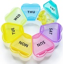 MOLN HYMY Large Weekly Pill Box 7 Dag, Pill Case Organizer 1 keer per dag, Floral Pill Container Eenmaal daags, Mooie Medicine Dispenser voor Vitamine/Visolie/Medicatie/Ondersteuningen