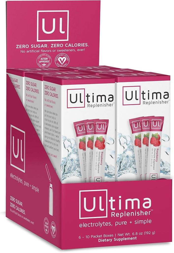 Ultima Hydrating Electrolyte Powder, Framboos, 60 Count Stickpacks