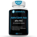 Alpha Lipoïne Acid Plus Acetyl L-Carnitine Antioxidant Supplement ALA ALC voor gezonde hersenfunctie en spierkracht, focus, geheugen en cognitieve functie voor vrouwen en mannen - 60 capsules door Neonutrix