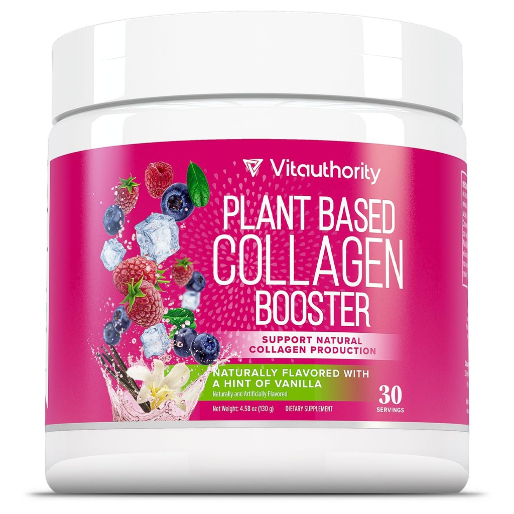Vitauthority Vegan Collagen Powder for Women - Plant Based Collagen Supplement for Women with Proprietary Vegan Hair Skin and Nails Vitamins - Vegetarian Collagen Powder with Hyaluronic Acid