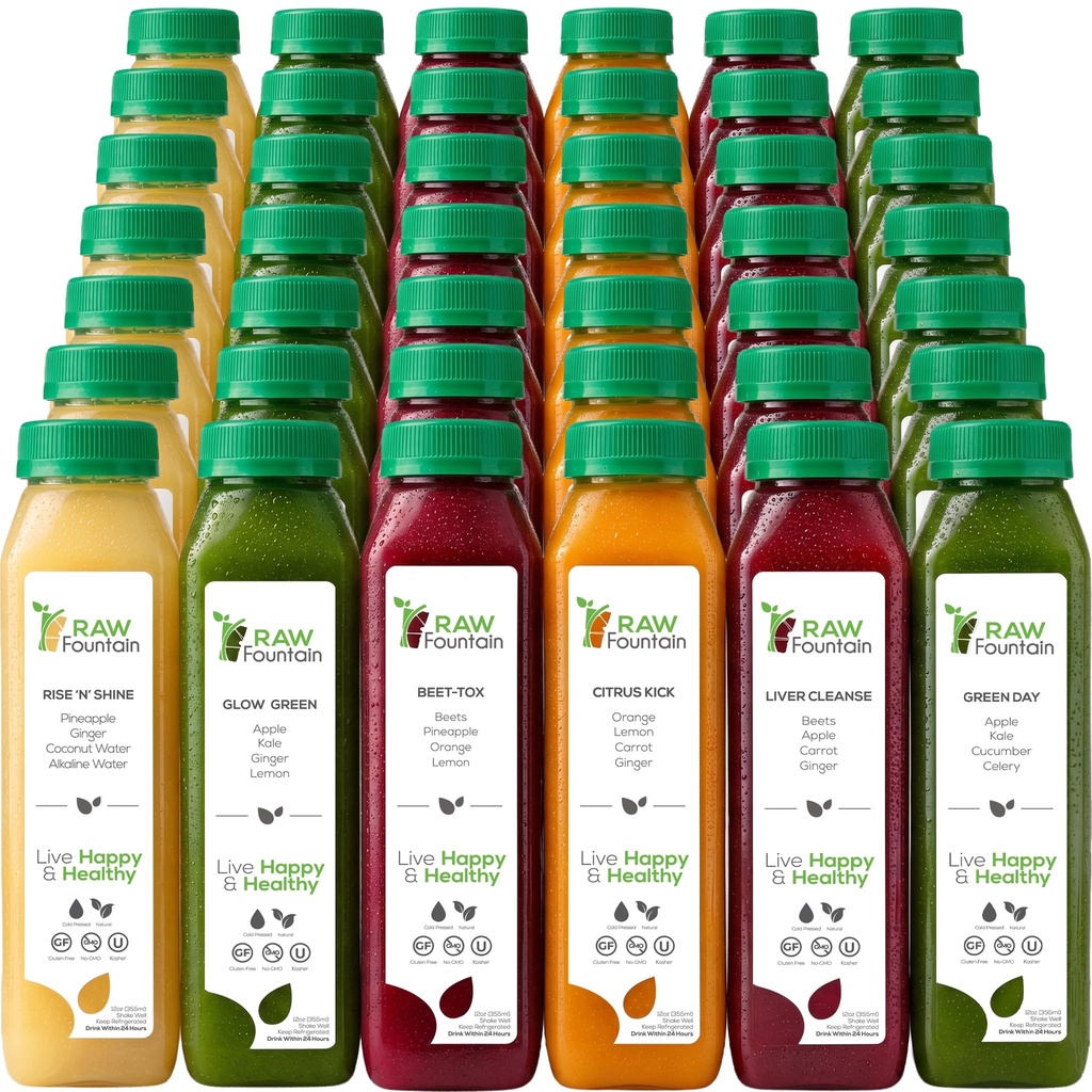 7 dagen sap reiniging door ruwe fontein, alle natuurlijke ruwe detox reiniging, sap voor body rest, koud geperst sap snel, geweldige manier om te springenstart een gezond dieet, 42 fles 12oz, 7 gember Shots