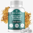 TrueSeaMoss Irish Sea Moss Capsules - 120 Original Capsules (1600mg) - Prebiotic Superfood - Boosts Het immuunsysteem en de spijsvertering - gezonde huid, Keto Detox, Gut, gezamenlijke ondersteuning