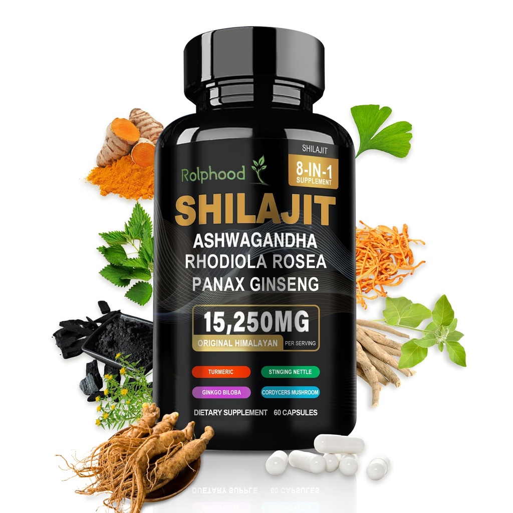 Shilajit voor mannen/vrouwen - Pure Himalaya Organic,Shilajit Capsules met Ashwagandha,Supplements 60 Capsules Alternatief voor Hars,Drops & Gummies