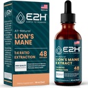 Lions Mane - Lions Mane Supplement - Bevordert geestelijke helderheid, geheugen & focus - Lions Mane Liquid for Immune Support - Mushroom Tinctuur - 2 Fl Oz by E2H
