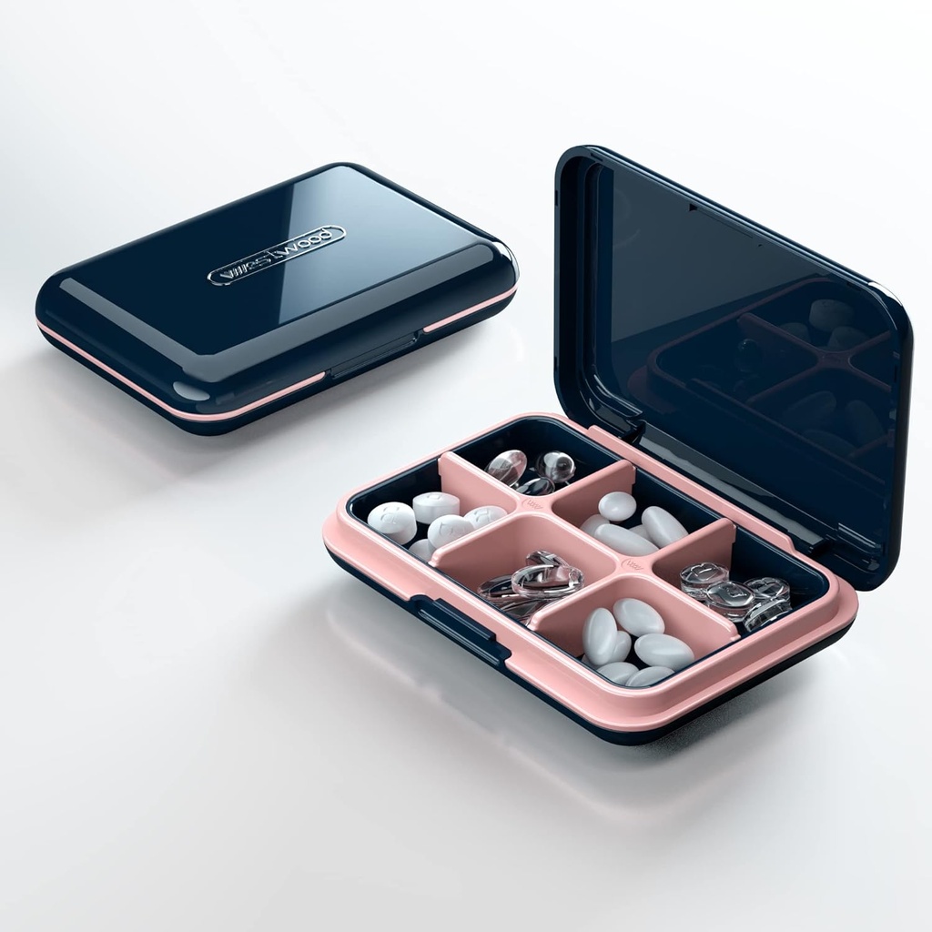 Travel pil case, pil Box - Acedada Portable Pill Holder, Travel pil container pil drager voor portemonnee, waterdichte Compact Medicine Organizer Box, blauw