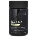 Sportonderzoek Vitamine D3 met K2 Softgels - Plant-based K2 & Vegan D3 5000iu met kokos MCT olie - Vegan Certified, Soy & Gluten Free - 120 Tel.