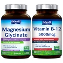 Aangeboren vitaliteit Magnesium Glycinaat & Vitamine B12 Bundel, Geen Gluten & Vegan, Magnesium (120 Caps) & Vitamine B12 (90 Fast Solution Tabs), Waardepakket, Bundel & Save