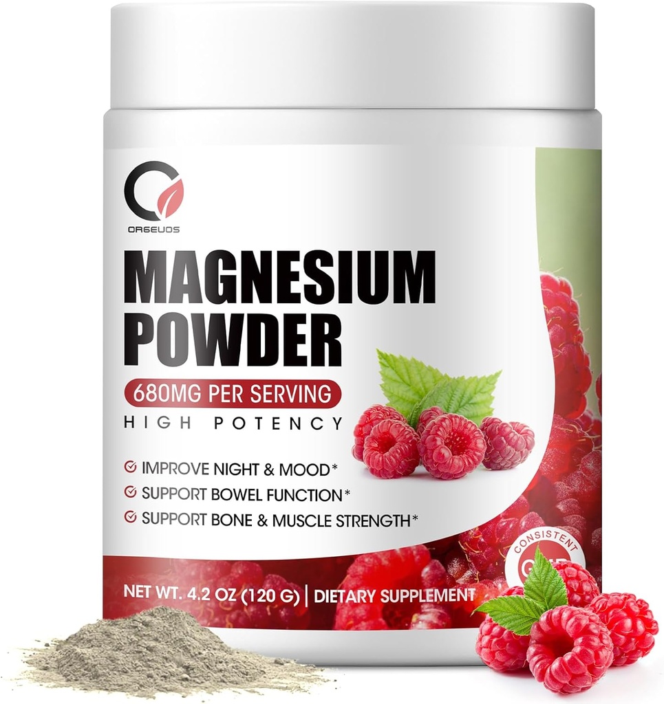 Magnesium Glycinate Powder - 680mg Magnesium Complex Supplement met Magnesium citraat, oxide en vitamine A C D E voor Kalm, nacht en spierondersteuning - Veganistisch, niet GGO (60 porties, 120 gram)