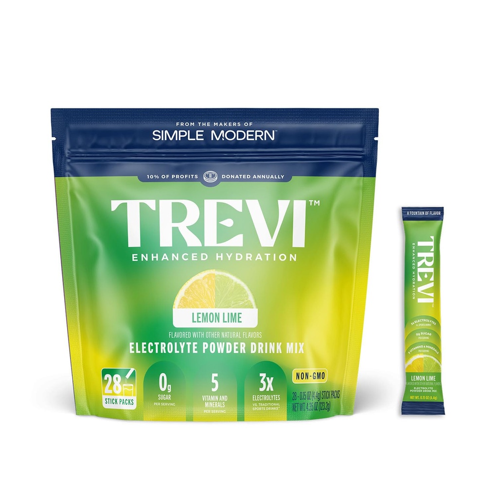 TREVITM Suikervrije Elektrolyten - Drinkmix Hydration Powder Packets - 28 Tellen - Lemon Lime