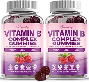 Suikervrije vitamine B Complex Gummies voor vrouwen - Vegan b Vitaminen Complex met Methyl B12, Methylfolaat - Plus Vitamine C, Zink, Inositol - Ondersteunt Energie, Immune, Gezond Haar, Huid (120 Tel.)