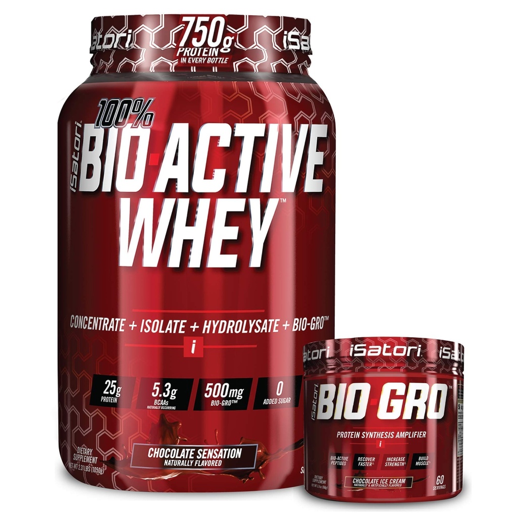 iSatori Bio-GRO Chocolate Ice Cream (60 porties) & Bio-Active Whey Proteine Powder Chocolate Sensation (30 porties)