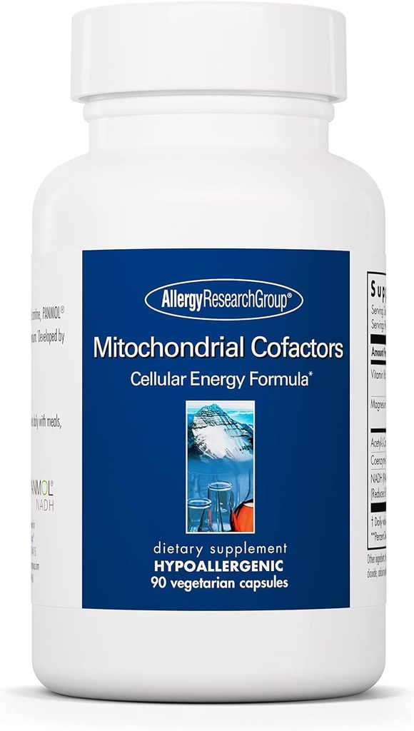 Allergie Onderzoeksgroep Mitochondriale Cofactoren - Mitochondriale Supplementen, CoQ10, MitochondriŽn Ondersteuning met Cellulaire Energie Formule, Hypoallergeen, Vitamine B6 & Magnesium - 90 Vegetarische Capsules