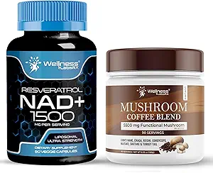 WELLNESS LABSRX NAD+ Supplement Capsules 1500mg - Mushroom Coffee Blend