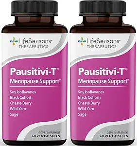 Pausitivi-T - Menopause Support Supplement - Relief for Hot Flashes, Hormone Imbalance & Night Sweats - Nourishes Tissue - Sage, Chasteberry, Soy Isoflavones & Black Cohosh - 60 Capsules (Pack of 2)