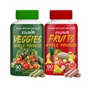 Fruit en groenten supplement - 90 Fruit en 90 Veggie Capsules - Ondersteunt energieniveaus, hoge Lycopeen, vitamines en mineralen - 90 Tellen (pakket van 2)