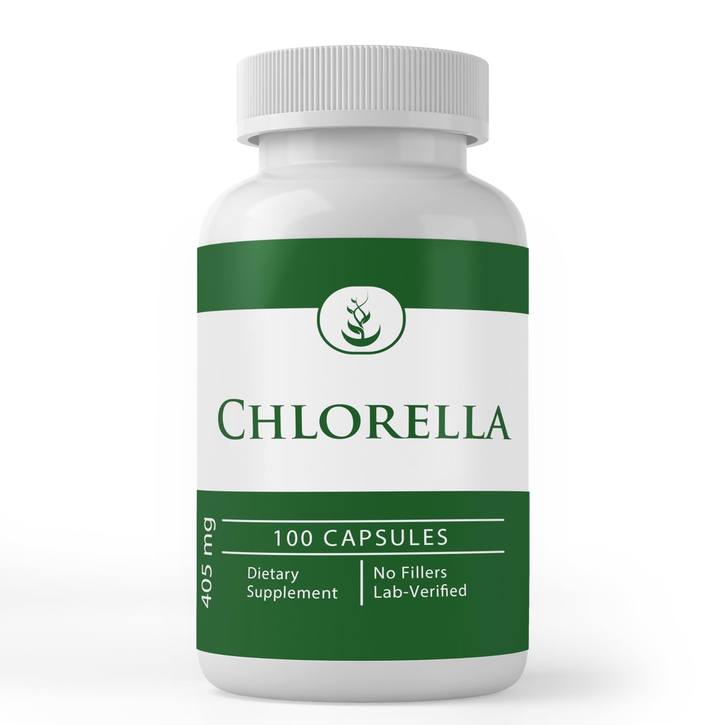 Pure originele ingrediënten Chlorella, (100 capsules) Altijd zuiver, Geen additieven of fillers, Lab geverifieerd