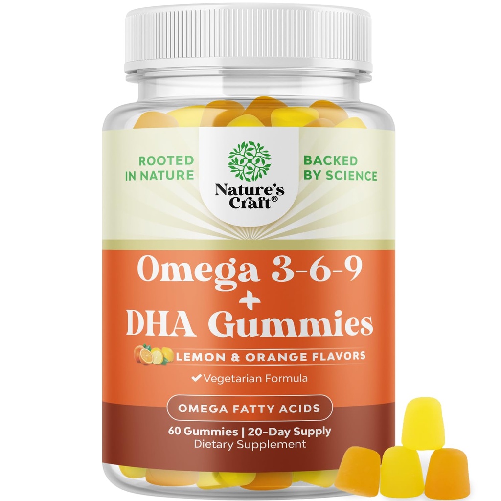 Vegetarische Omega 3 Gummies voor volwassenen - Vegetarische Omega 3 6 9 DHA Gummies voor hersenen bot en hart gezondheid en gezamenlijke ondersteuning - Burpless Halal Fish Free Plant Based Supplement Mannen Vrouwen