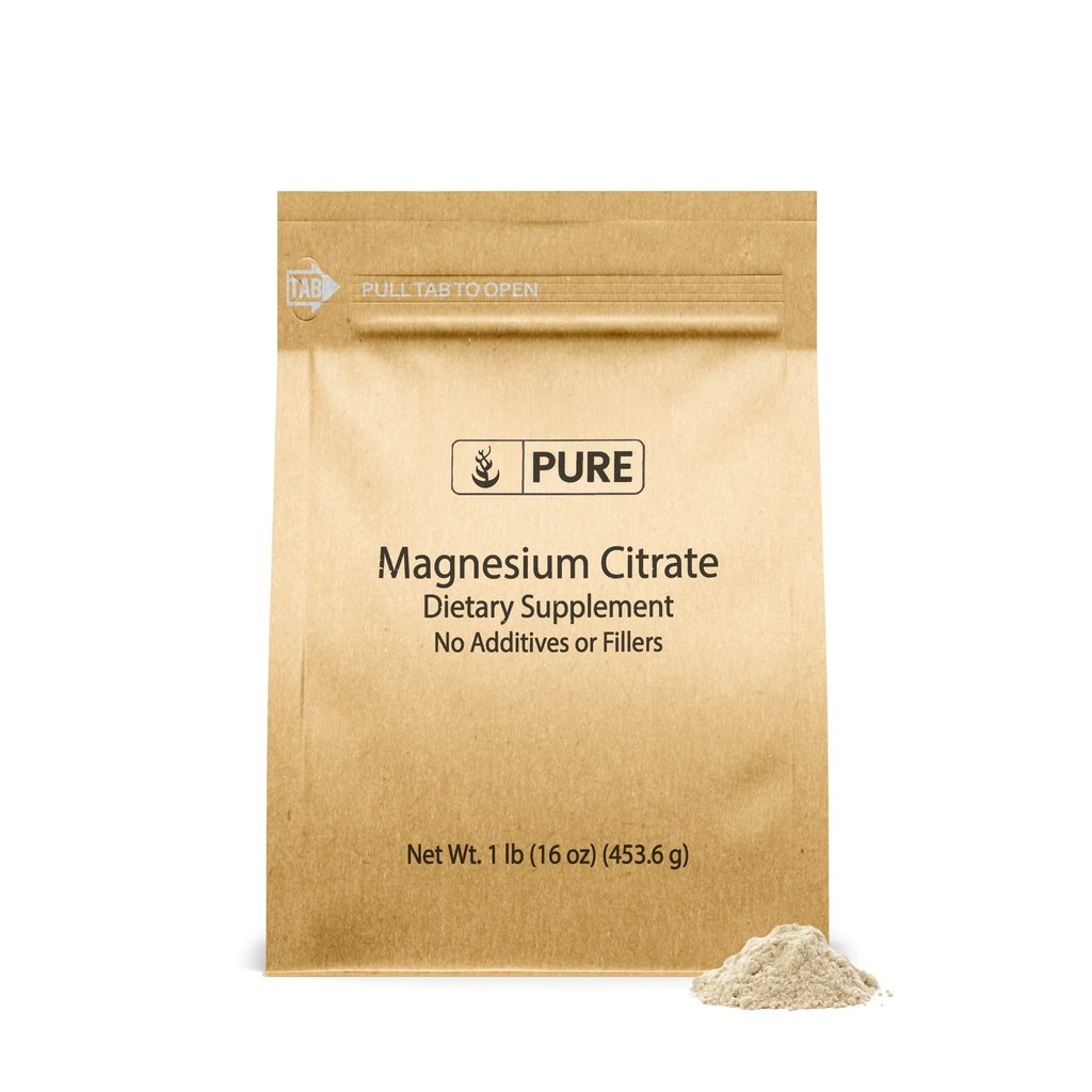 Pure Original Ingrediënten Magnesium Citroen (1lb) Magnesium Supplement, Ongearomatiseerd, Lost gemakkelijk op