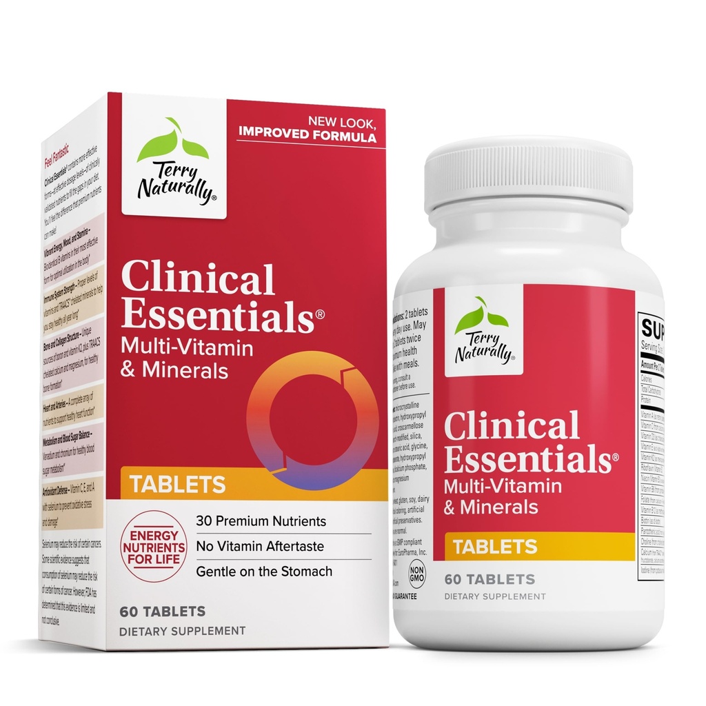 Terry van nature klinische Essentials - Supplement op bot, cardiovasculaire en immuungezondheid - Supplement met gecheleerde mineralen - Supplement met B-vitaminen en vitamine C - 60 tabletten