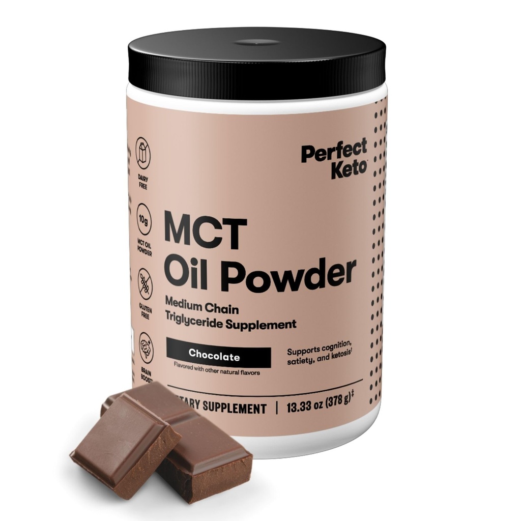 Perfecte Keto 7g MCT Oliepoeder, Medium Chain Triglyceriden Supplement, Niet Dairy Koffie Creamer voor Keto Diet, Ketogene MCT Oil Mix voor Koffie, Smoothie, Proteïne Shakes, Chocolade, 30 Servers