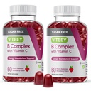 VITEEY Vitamine B Complex Gummies with Vitamine C, Sugar Free - Energy, Metabolisme & nerve Health - B6, B12, Folic Acid, Biotin - Vegan, Gelatine Free, GGO Free - Smakelijke Kauwbare aardbeien Flavored Gummy