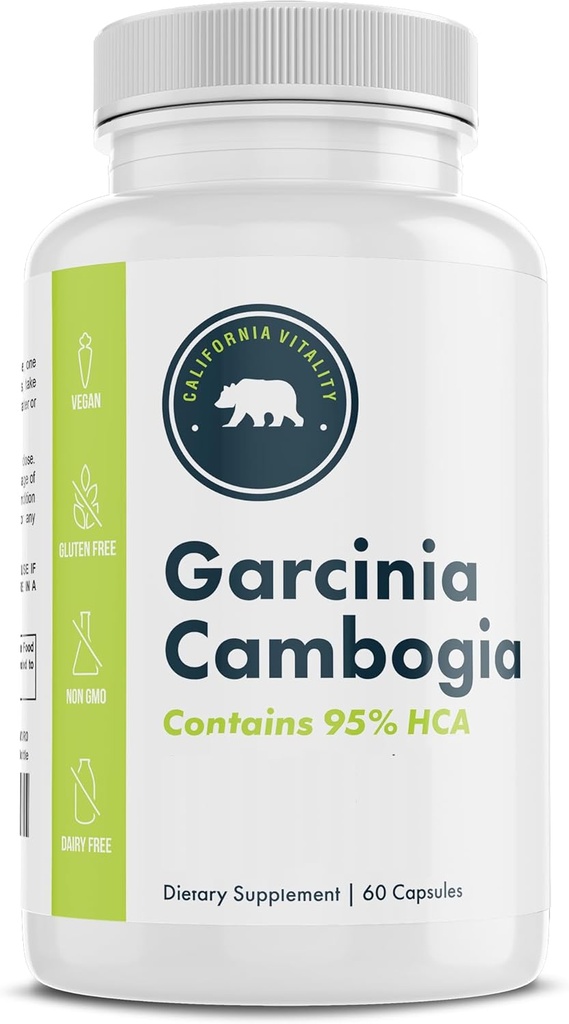 Garcinia Cambogia, 95% HCA 60 capsules, met chroom - Made in The USA, Vegan, Non-GMO, Gluten-Free, en Dairy-Free
