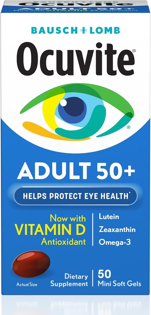 Bausch & Lomb Ocuvite Volwassene 50+ Oogvitamine & Mineral Softgels 50 ea (pakket van 4)
