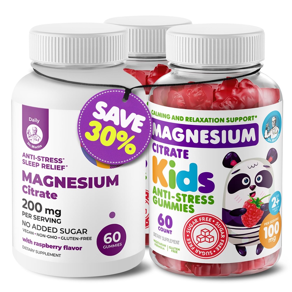Kinderen Magnesium 120 telling en Magnesium 60 telling Gummies Sugar-Free - Kalm Magnesium Gummies Supplement voor kinderen, Sugar-Free Magnesium Kalm Kauwen voor kinderen & volwassenen
