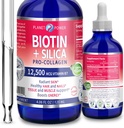 Vegan vloeibare BIOTIN met Silica Pro-Collagen 12.500mcg. Ondersteunt gezond haar, gloeiende huid, sterke nagels. Boost Energy. Voor mannen en vrouwen. Natuurlijke kers smaak. 4oz