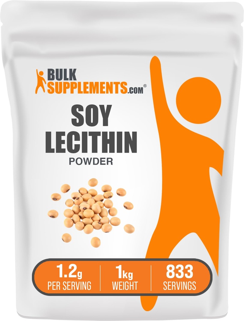 BulkSupplements.com Soy Lecithin Powder - Lecithin Supplement, voedingssupplement, Food Grade - Glutenvrij, 1.2g per portie, 1kg (2,2 lbs) (verpakking van 1)