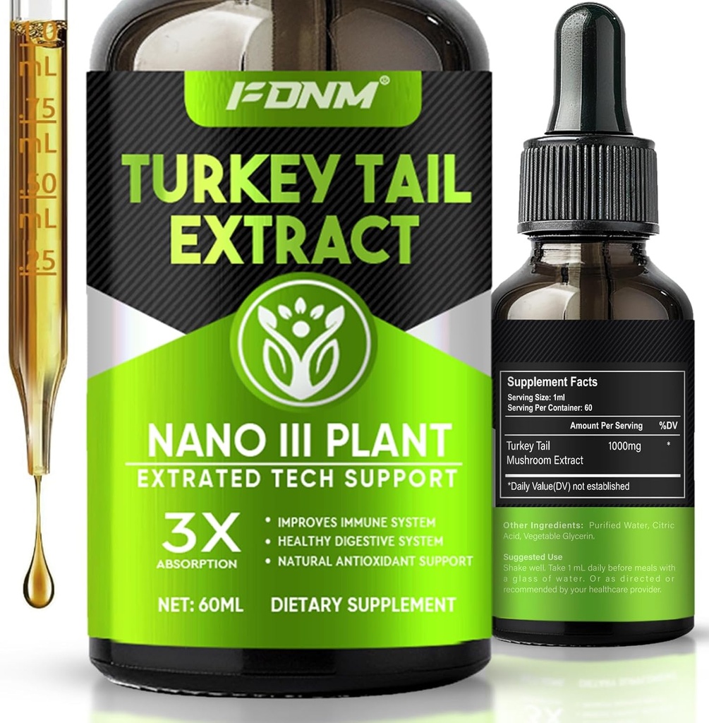 Turkije staart Paddestoelen Extract 2 Fl Oz Paddenstoelen Turkije staartsupplement, Organische Immune & Digestieve Ondersteuning Supplement, Fast-Absorbing Liquid Tinctuur