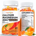Calcium Magnesium Zink Gummies voor volwassenen: Biologische 1000mg Calcium Citroen Magnesium Supplement met D3 B12 - Suikervrij Hoge Absorptie Supplement voor Vrouwen Mannen (60 Count(Pack of 2))