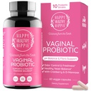 Happy Healthy Hippie Vaginal Probiotic for Women - pH Balance, BV, Odor + Urinary Support - 10 Probiotic Strains, 10B CFU, Cranberry, D-Mannose & 8 Botanical Herbs - Digestive Enzymes - Vegan, 60 Ct