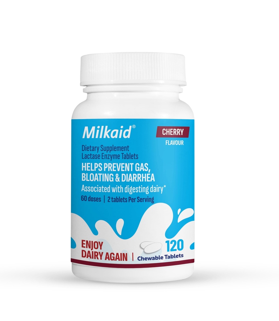 Melkaid Lactase Enzyme Kauwtabletten voor Lactose Intolerance Relief 