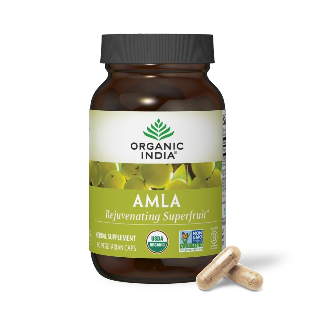 ORGANISCHE INDIA Amla Capsules Biologische - Indiase kruisbessen kruiden vitaminesupplement, Amla Supplement, Immune Support, Veganistisch, Glutenvrij, Ayurvedisch, Antioxidant, Non-GMO - 60 Capsules