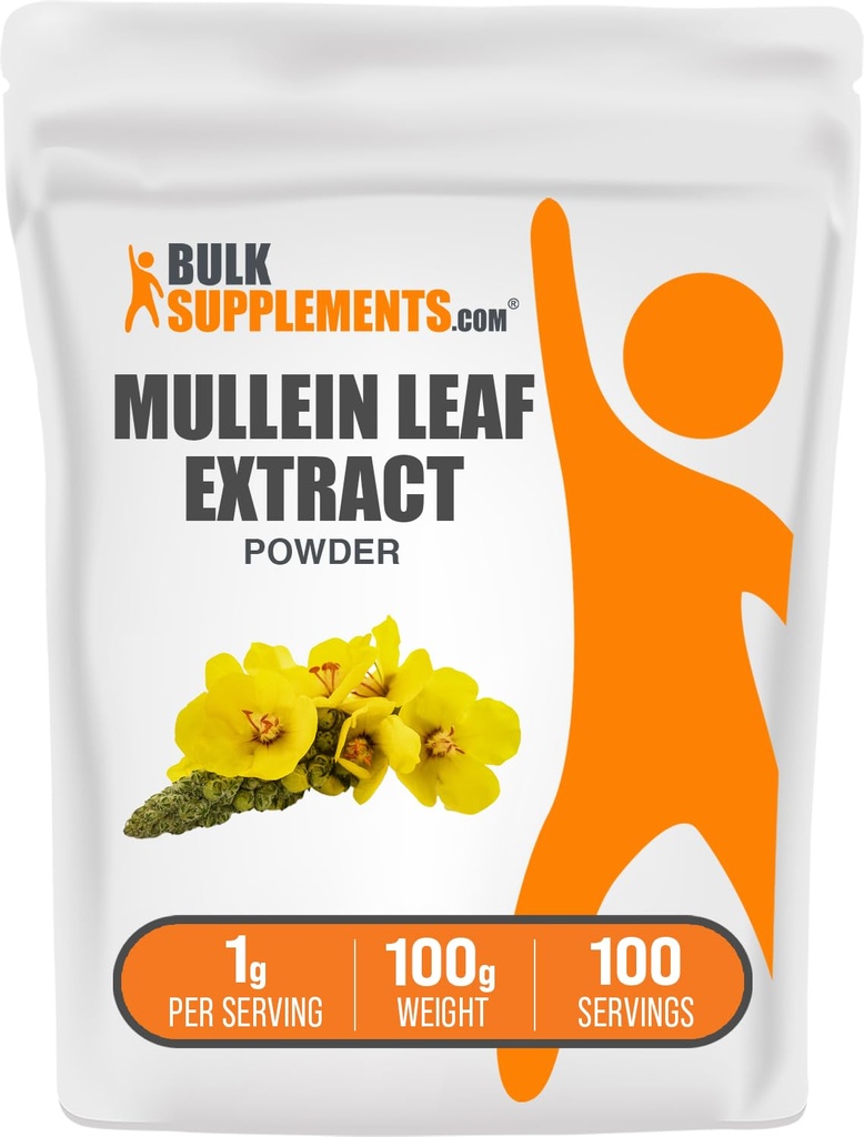 BulkSupplements.com Mullein Leaf Extract - Verbascum Thapsus, Mullein Supplement - Kruidensupplement voor Immune Ondersteuning - Glutenvrij, 1g per portie, 100g (3.5 oz) (pakket van 1)