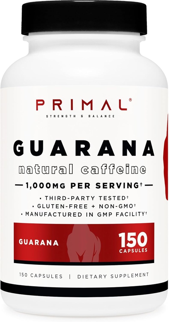 Primal Guarana (1000 MG per portie) (150 capsules) - 200 MG natuurlijke cafeïne