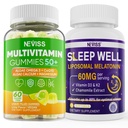 NEVISS Vrouwen & mannen 50+ Multivitamine Gummy en Melatonine 60mg bundel