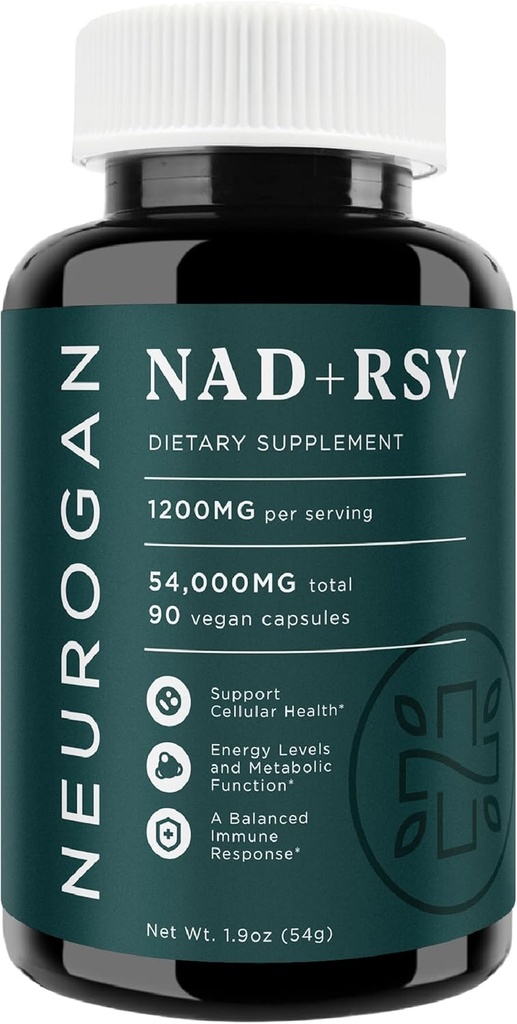 Neurogan NAD+ met Resveratrol Capsules 1:1 Ratio - 1200mg per portie, 90 Ct - Cellular Health & Healthy Aging Supplements, Energy & Immune Support - Nicotine Adenine Dinucleotide NAD+ Supplement